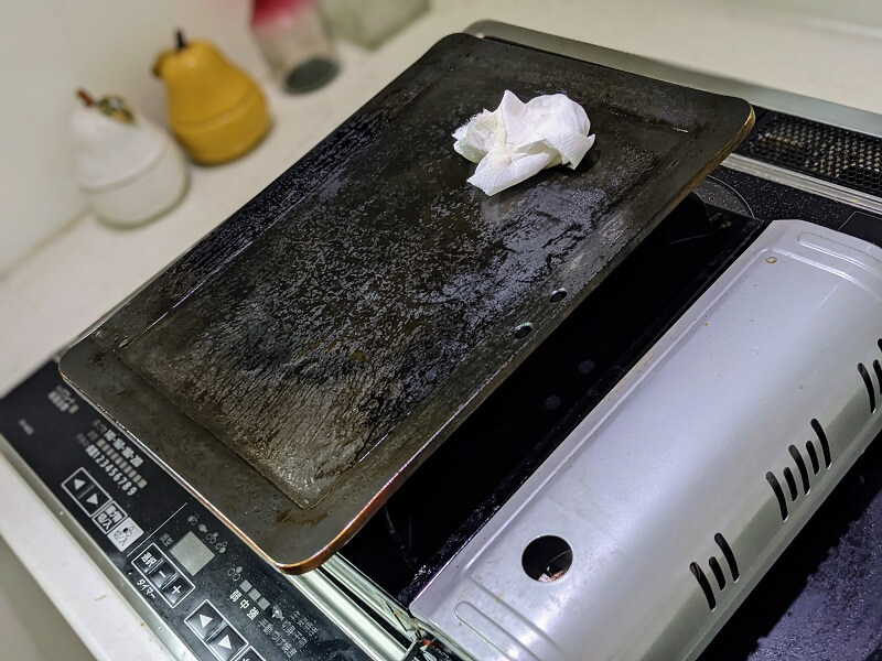 Oka D Art黒皮鉄板 シーズニング02 きゃんろぐ キャンプとアウトドア飯と田舎暮らし開拓記