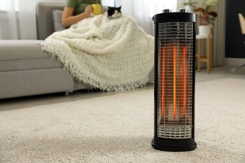 カーペットの上に置いた電気ストーブ | ベランダ飯｜公式ブログ 